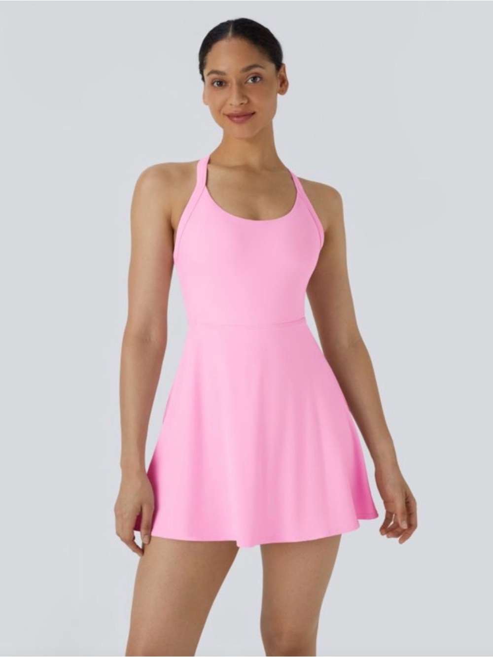 HALARA- NWOT SoftlyZero Airy Backless Twisted Flare Support Active Dress-Longer